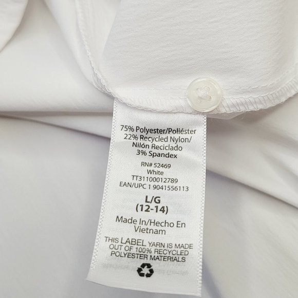 Time and Tru White Button Down Shirt Women's Large Preppy Career Casual Classic - Picture 10 of 12